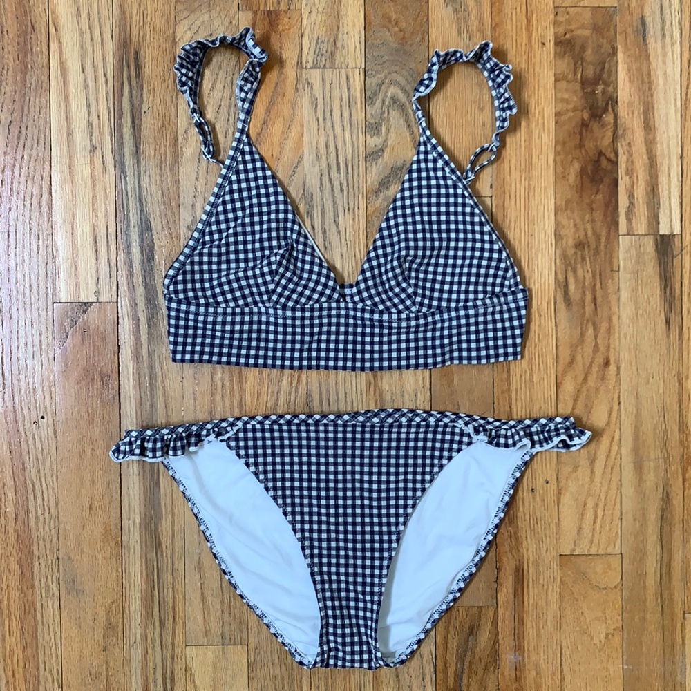 Aerie Gingham Navy Blue Bikini